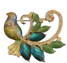 Silver Tone Napier Long Tailed Bird Brooch