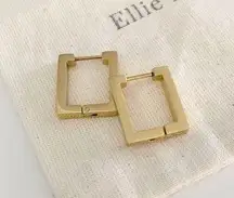 18k Gold Square Hoop Statement Earrings