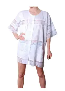 Lace Swimsuit Cover/Cardigan White Size L Vintage 80’s