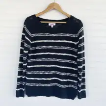 Bongo Black And White Striped Pullover Sweater