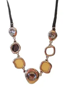 Lia Sophia Milky Way Black, Silver, Mother of Pearl, & Glass Necklace