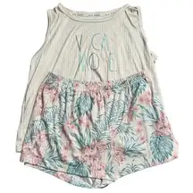 Rae Dunn Vacay Mode Tropical Shorts Sleeveless Top Sleep Set Size Large