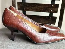 Carlos Falchi Croia Faux Croc Heels Size 8