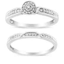 Haus of Brilliance .925 Silver Diamond Accent Twist Shank Bridal Set Ring & Band