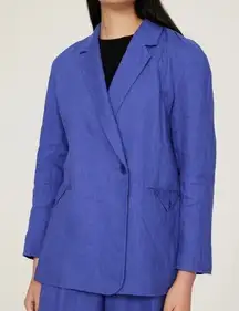 Madewell Double Breasted‎ Crossover Oversized Blazer  100% Linen Small Bluestone