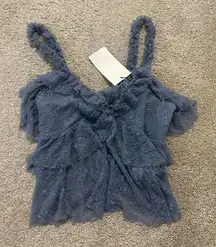 Dusty blue lace tank top