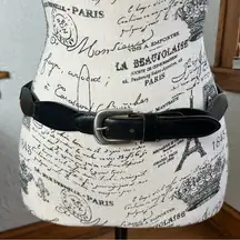 Boho Black Leather Curvy Looped Belt Size M