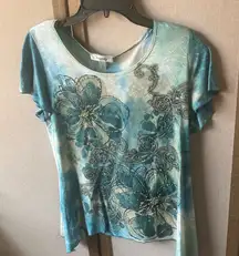 dressbarn Floral Short Sleeve Top small