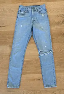Levi's Skinny Jeans Distressed 501's Size 24 Blue