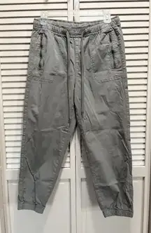 American Eagle Gray Elastic/Tie Waist Zip Pockets Elastic Hem‎ Pants Size Medium