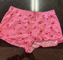 PINK Victoria's Secret‎ Cherry Boxer Shorts Sleep Women's Size L Foldover Waist