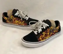 Vans Old Skool Samurai Rising Flames Black Suede Sneaker Skate Shoes Womens Sz 6