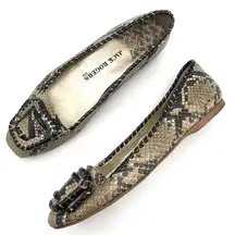 Jack Rogers Square Toe Buckle Ballet Flats Embossed Leather Snake Print Size 8