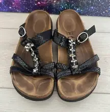 Birkenstock Betula Black Tango Womens 6 US / 37 EU  Floral Slide Sandals Germany