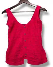 Anthropologie Button Front Tank‎ Top Crochet Knit Sleeveless XS