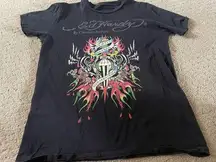 VINTAGE Ed Hardy Black T-Shirt Size Medium Bin 90