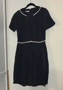 Vintage Peck & Peck Black Short Sleeve Tea Dress Pleated Skirt 50s Feminine