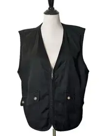 Chico's Design Sleeveless Vest Jacket Black Zip Up‎ Pockets Women Size 3 XL