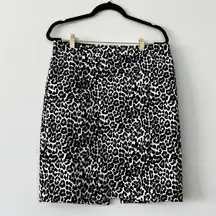 J. Crew The Pencil Skirt Leopard Cheetah Print Lightweight Stretch Size 10