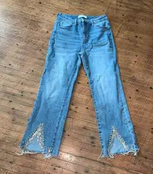 Risen wide leg normcore 9/29 bling fringe hem Eras jeans