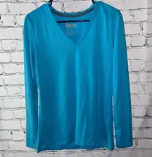 Nike Women’s‎ Long Sleeve Dri-Fit Blue V-Neck Top Size Medium