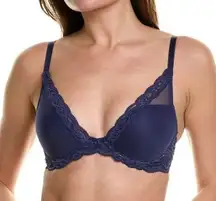 Natori Feathers Contour Plunge T-shirt Bra Navy Lace