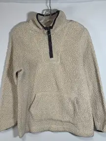 Te Verde Women's Fleece Pullover Jacket Quarter Zip Mock Neck Brown Small