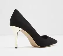 Aldo Black Leather Pumps Gold Heel Very sexy NWT