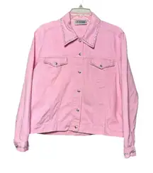 Vintage Christine Alexander Denim Jacket Pink Rhinestones Swarovski Crystals M