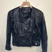 VEDA Leather Jacket Distressed Grunge Black Medium SEE PICS AS IS