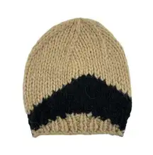 The Wolf Gang - Palermo Knit Beanie is Black and Beigea