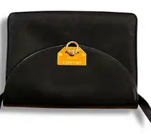 Nina Ricci Black Leather Shoulder Bag, Stylish Pre-owned Made In Italy