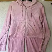 No Boundaries Pink Velour Zip-Up Hoodie & Pants Set Y2K Lounge Set