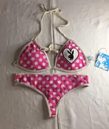 Playboy New Women’s  Polka Dot Thong Swimsuit Bikini Size Large