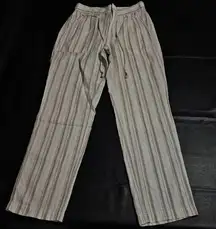 Anthropologie Womens Seashore Striped Linen‎ Blend Pants 0