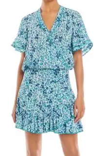 Poupette St Barth Mabelle Printed Mini Dress Blue Size Medium Resort Vacation