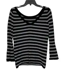 White House Black Market T-Shirt Top Size Small Black With White‎ Stripes Womens