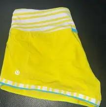 Lululemon yellow teal striped shorts