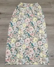 VINTAGE 90s Womens Floral Midi Length ALine Skirt Handmade Cottage Fairy sz S