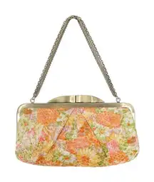 New HOBO International Chain Straps Snake Embossed Pleated Floral Clutch Bag
