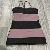 Lululemon Purple and Grey Stripes Power Y Racerback Tank Top; Size 6 Women's