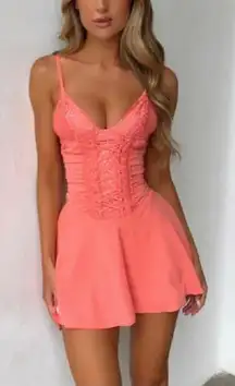 Outcast NEW Lucia Corset Mini Dress Coral