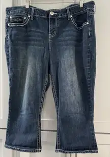 Rue 21 Denim Plus High Waisted Crop‎ Jeans Embellished Pockets Rock Size 16