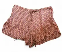 Burgundy and pink shorts with tie waist