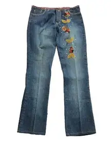 Bebe Bootcut Jeans size M Floral Appliqués