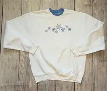 VTG 90s Morning Sun White Snowflake Crewneck Sweatshirt Women's Small grannycore