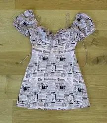 Realisation Par - The Venus in Newspaper Rare Mini Dress in Pink and Black