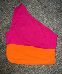 Pink and Orange One Shoulder Top