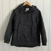 Quilted Packable Popover Puffer Jacket in Black