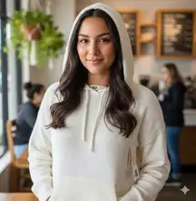 Last One! White NWT SO Eyelash Plush Yarn Hoodie XL Cream Beige Ivory